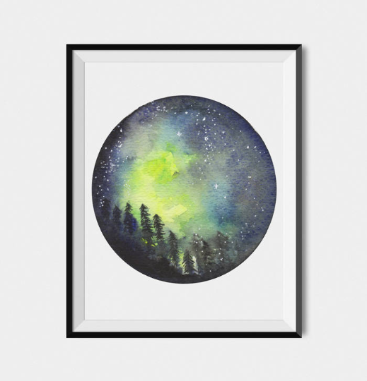 Celestial Art, Northern lights Print, Galaxy Wall Art