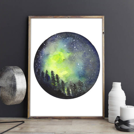 Celestial Art, Northern lights Print, Galaxy Wall Art Main image