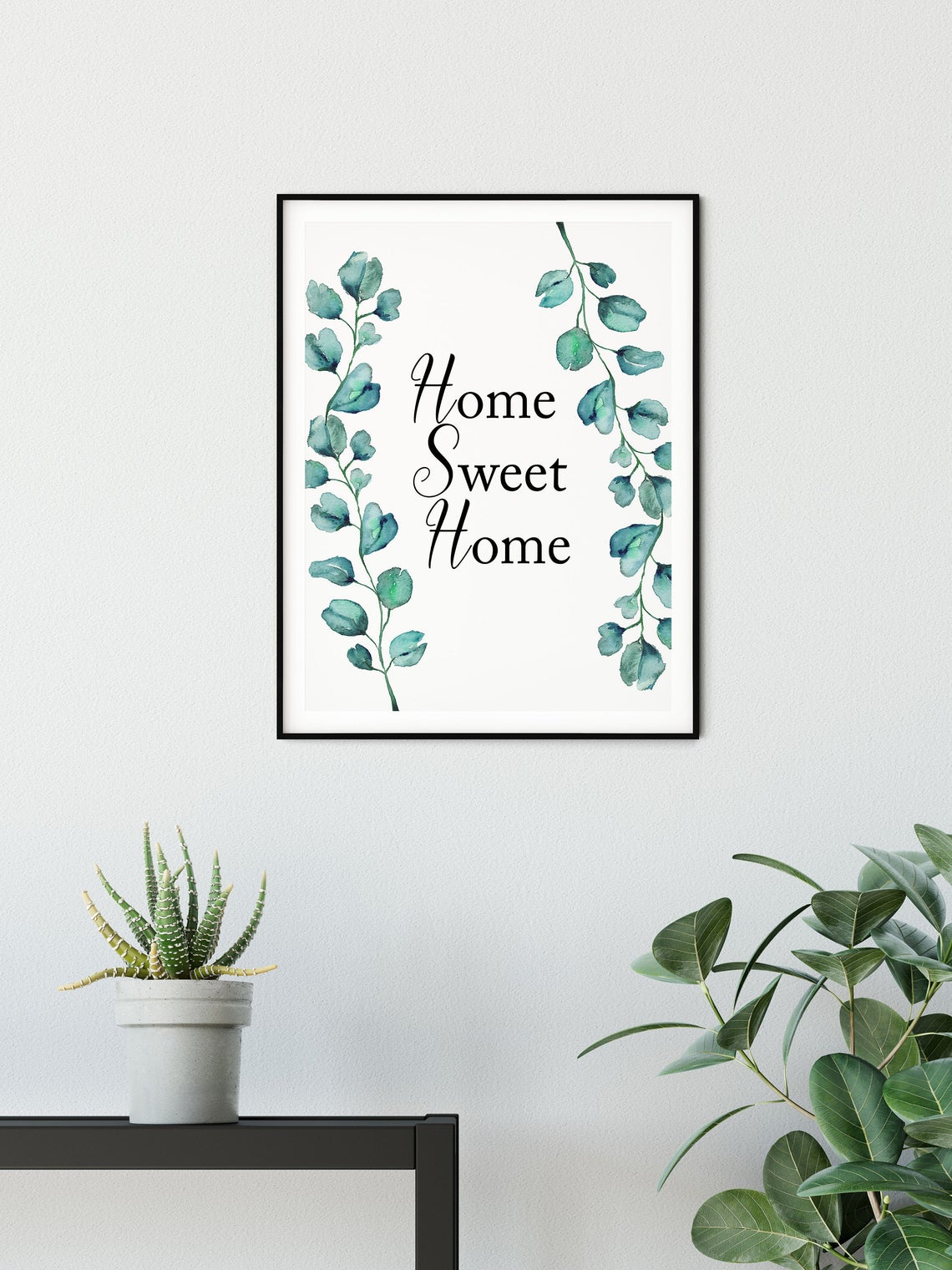 “Home Sweet Home”, Eucalyptus Print Wall Art, Wall Art Quotes Print Main image