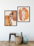 modern boho pink brown wall prints