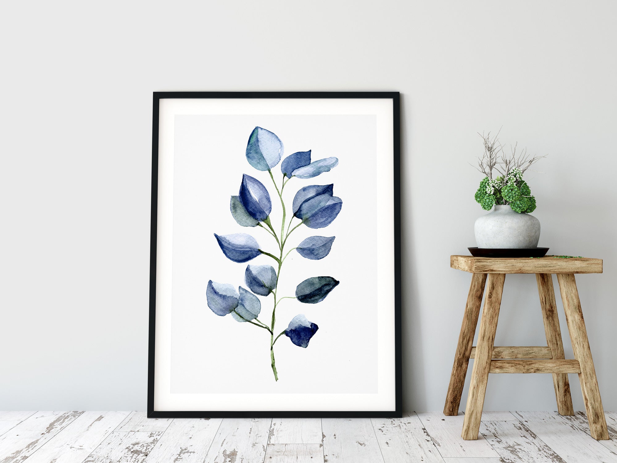 Blue Eucalyptus Art Prints, Set of 2 Blue Botanical Art