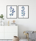 Blue Botanical Art Print, Set of 3 Wall Art Prints