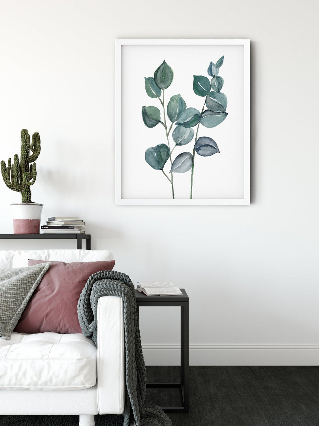 Eucalyptus Print Wall Art, Green Botanical Leaf Art