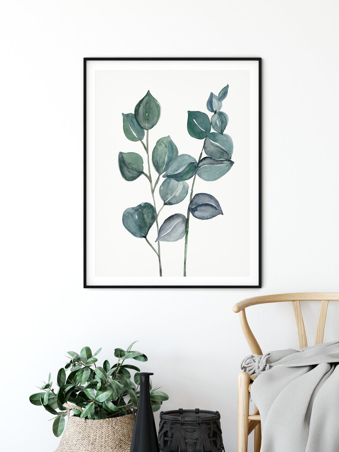 Eucalyptus Print Wall Art, Green Botanical Leaf Art Main image