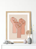 Feminist Wall Art, Bold Girl Power Print, hands print