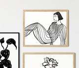 Feminist Line Art Print, Black and White Minimalist Art Work