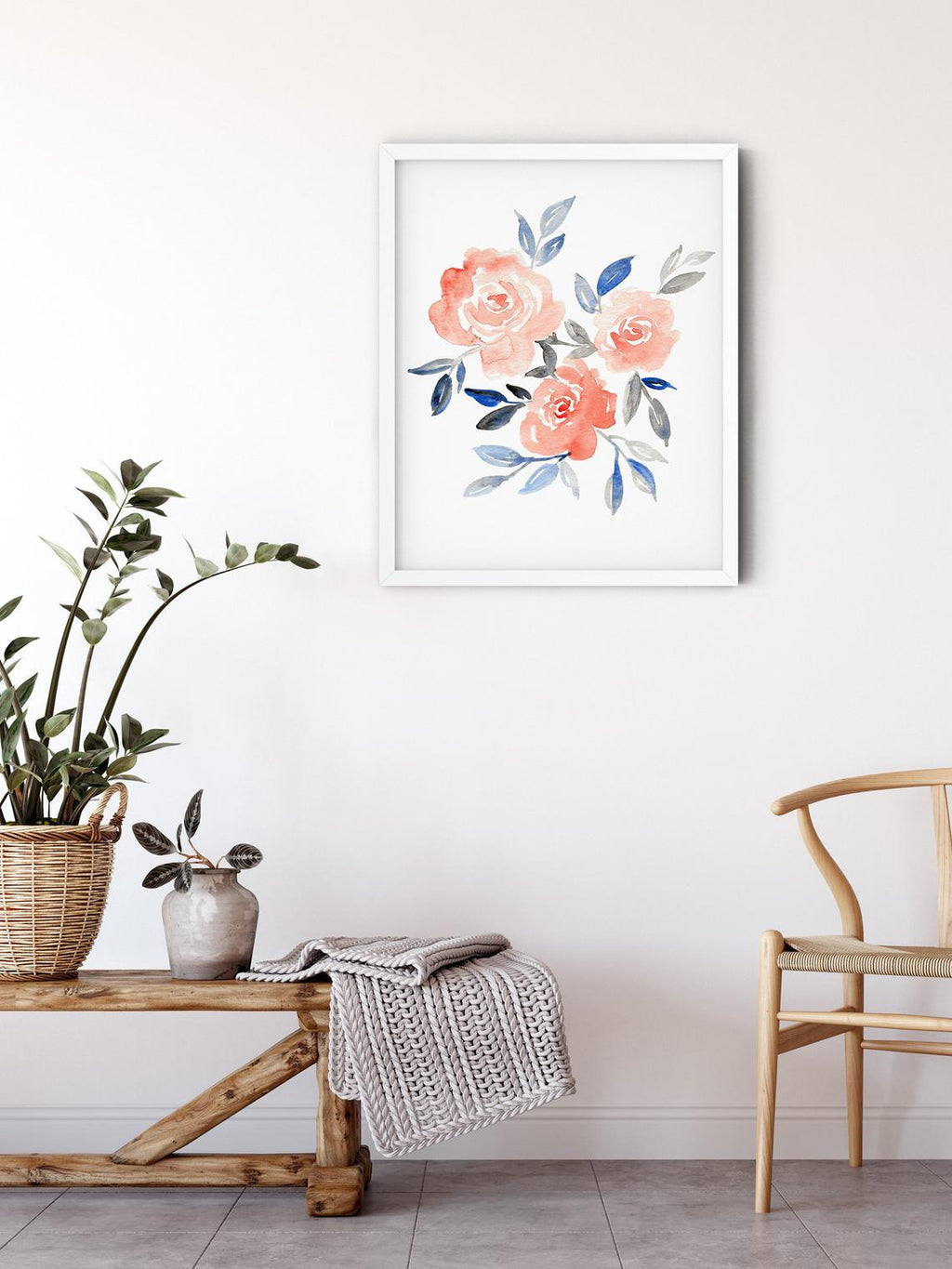 Floral Wall Art, Floral Watercolour Wall Art, Set of 2