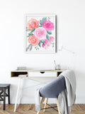 Floral Wall Art, Pink and Orange Roses Art Print