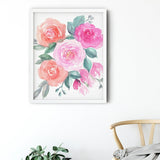 Floral Wall Art, Pink and Orange Roses Art Print