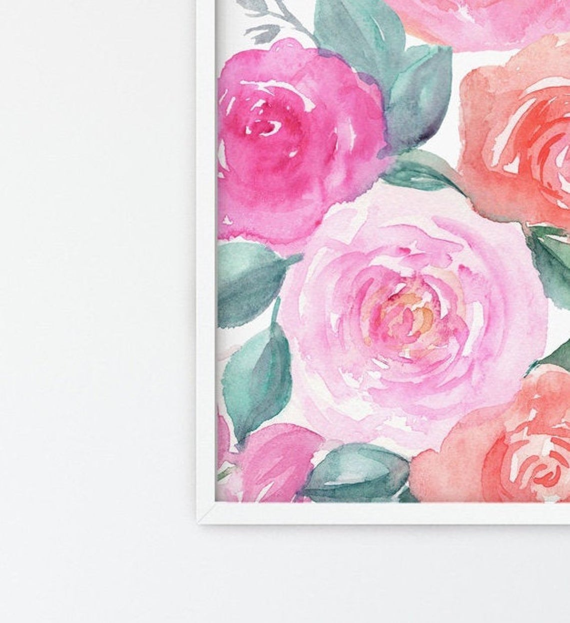 Floral Wall Art, Set of 2 Pink Roses Art Print