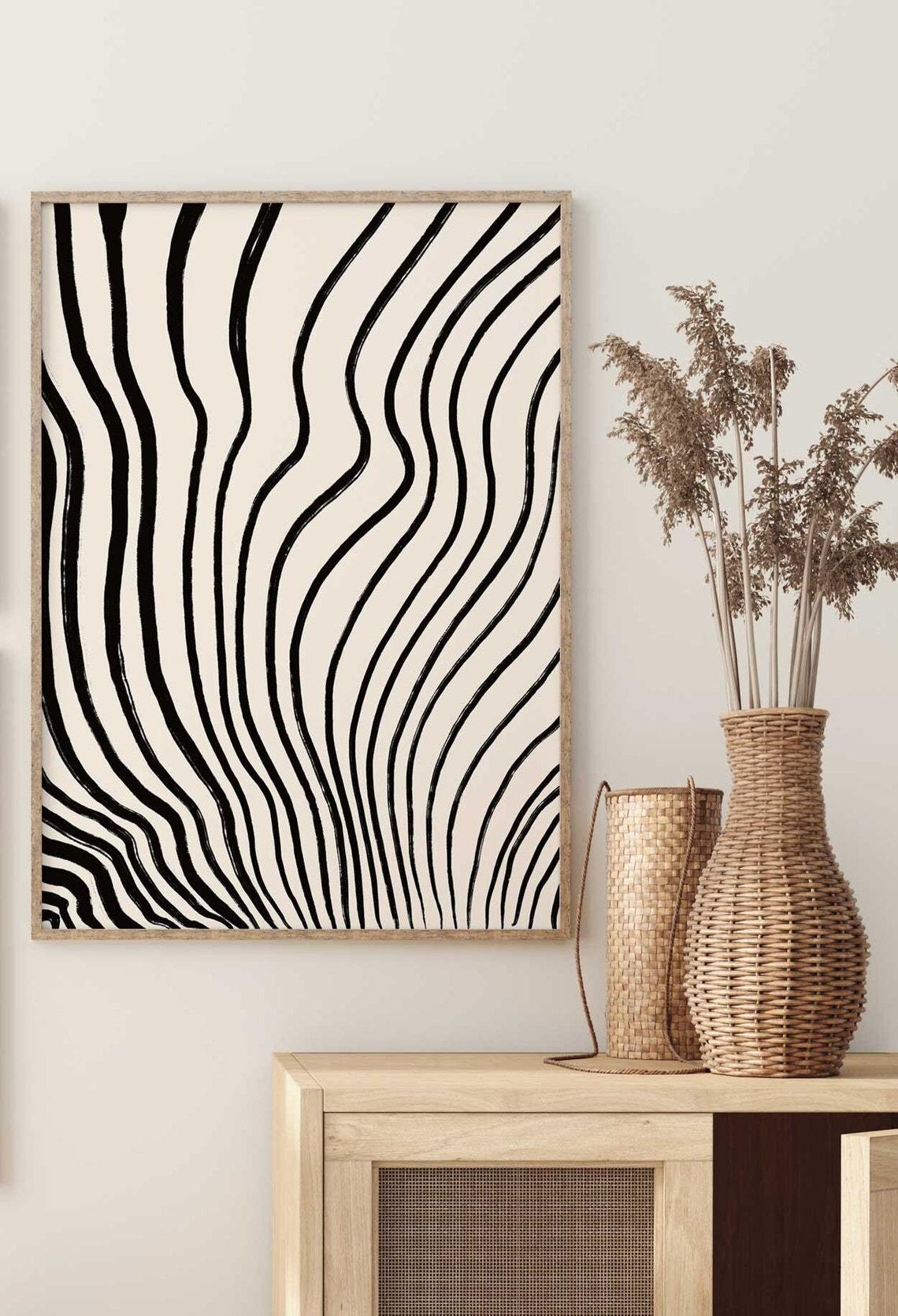 Lámina geométrica minimalista, lámina de arte abstracto en blanco y negro Imagen secundaria del producto