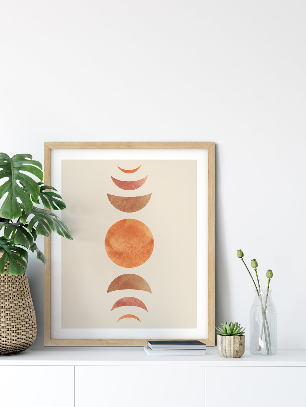 Moon Phases Wall Art Print, Mid-Century Modern Wall Art