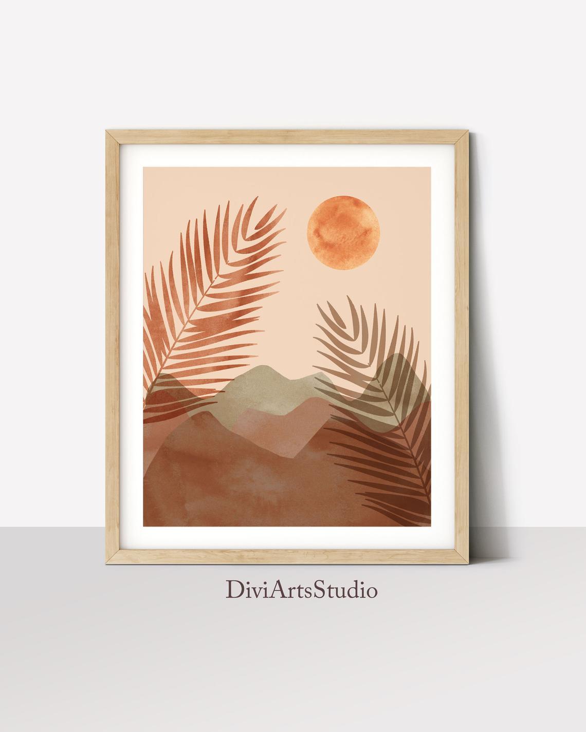 Mid-Century Modern Wall Art, Minimalist Desert Abstract Print Main image