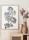 Rose One Line Art, Black White Modern Art Print