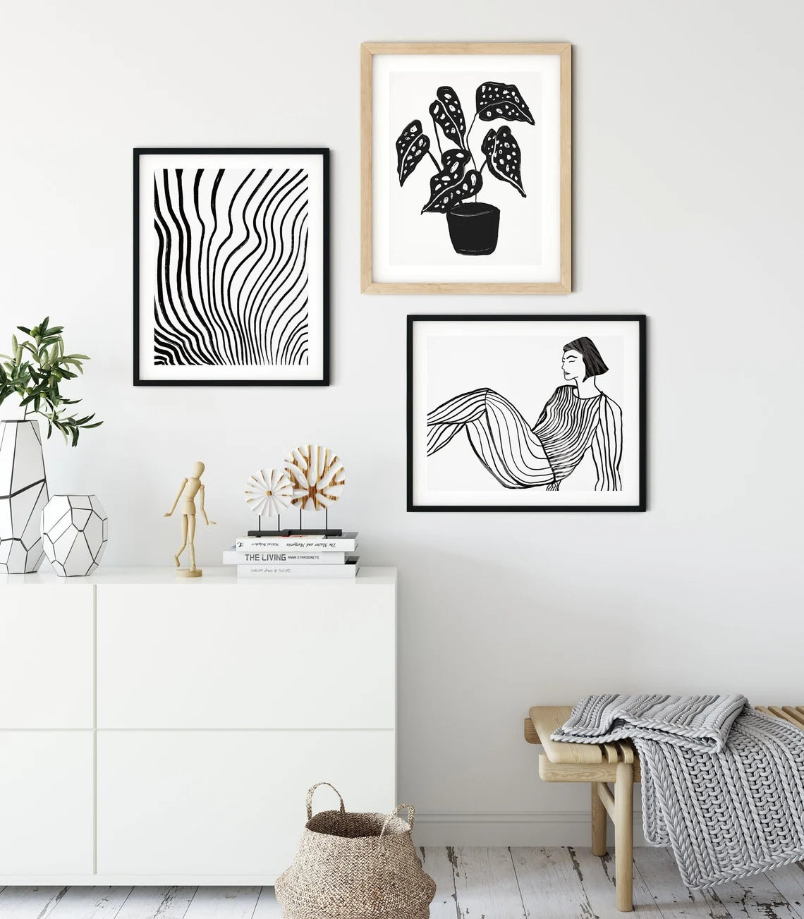 One line drawing, feminist poster, Black and White Abstract Wall Art, Erotic art print, Gothic home decor, Abstract Modern Décor Main image