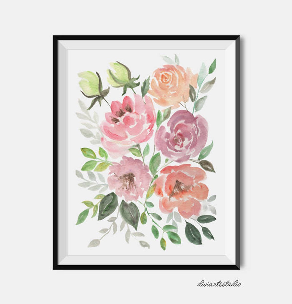 Peonies Wall Art Print, Floral Wall Art Main image