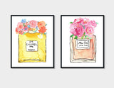 Perfume Bottle Print Wall Art, Colourful Powder Room Wall Art Décor, Set of 2