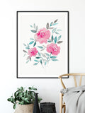 Pink Floral Wall Art, Roses Art Print