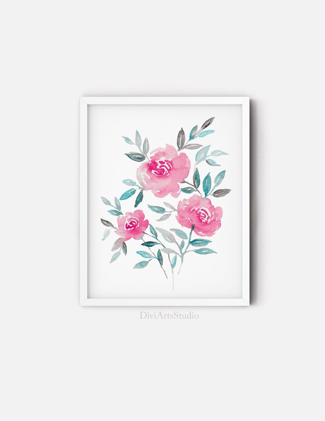 Arte de pared floral rosa, lámina artística de rosas Imagen secundaria del producto