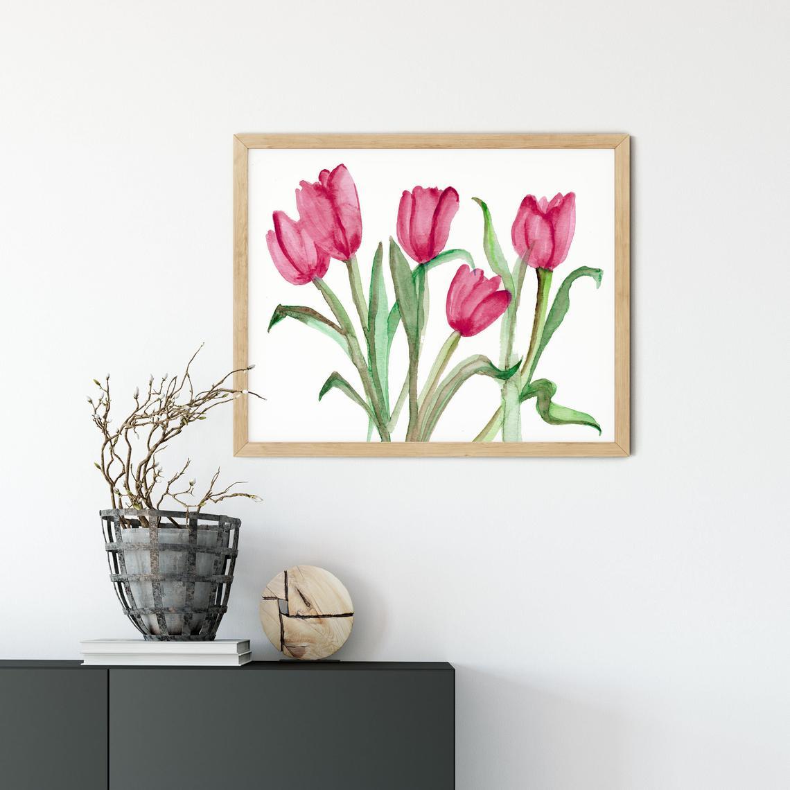 Pink Tulip Bedroom Wall Art, Pink Tulip Wall Art Main image