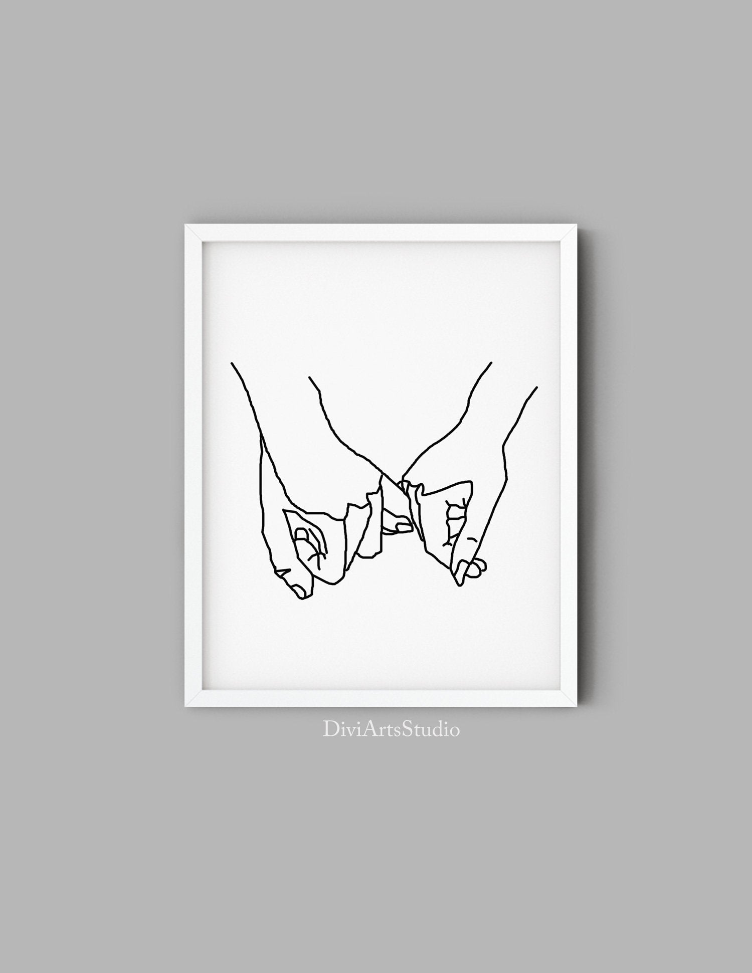 Pinky Promise Wall Art Print, One Line Drawing, Pinky Swear Print, One Line Art, Minimalist line art