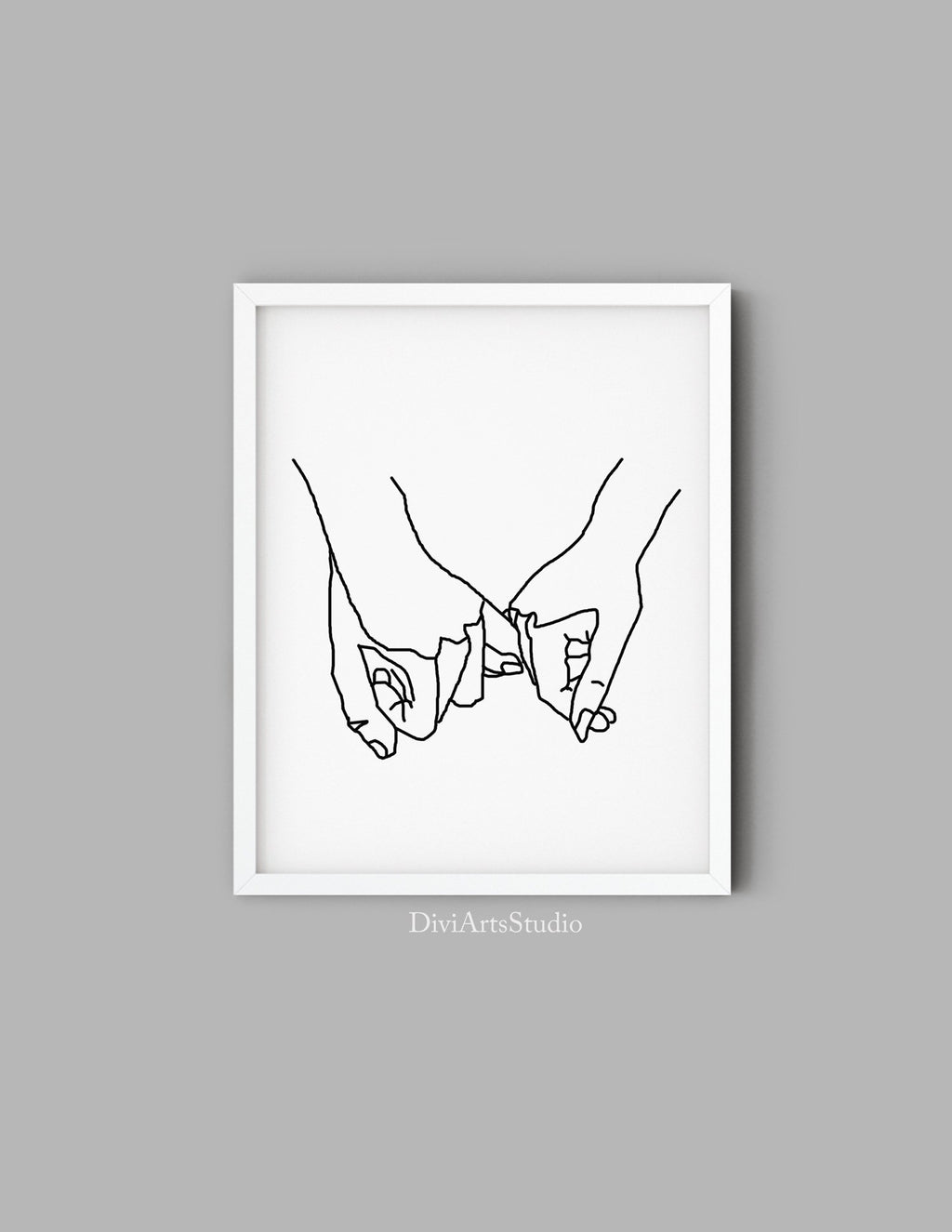 Pinky Promise Wall Art Print, One Line Drawing, Pinky Swear Print, One Line Art, Minimalist line art