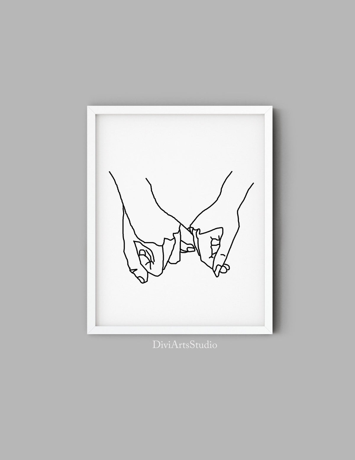 Pinky Promise Wall Art Print, One Line Drawing, Pinky Swear Print, One Line Art, Minimalist line art