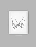 Pinky Promise Wall Art Print, One Line Drawing, Pinky Swear Print, One Line Art, Minimalist line art