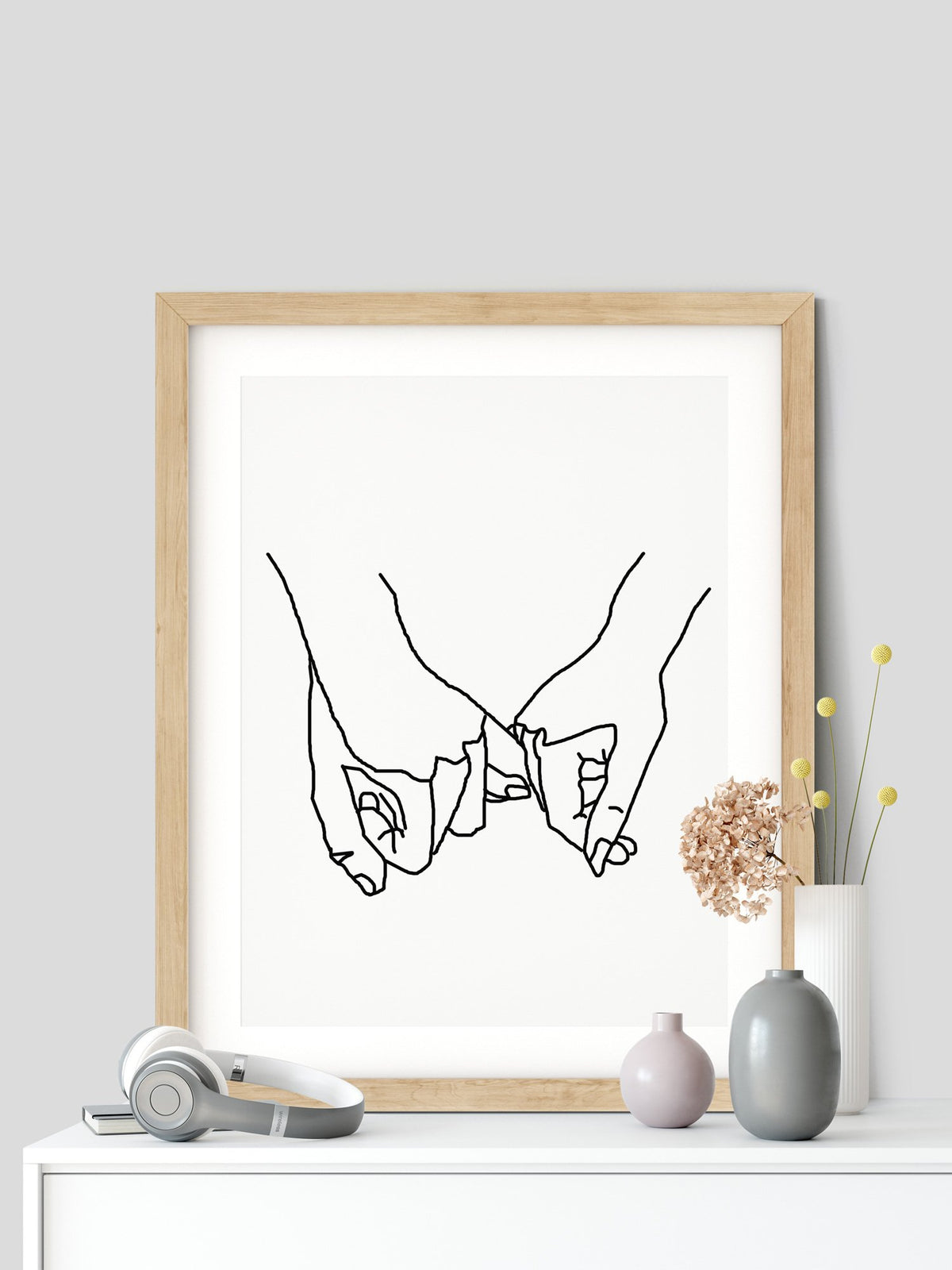 Pinky Promise Wall Art Print, One Line Drawing, Pinky Swear Print, One Line Art, Minimalist line art Main image