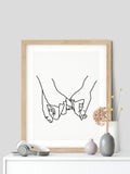 Pinky Promise Wall Art Print, One Line Drawing, Pinky Swear Print, One Line Art, Minimalist line art