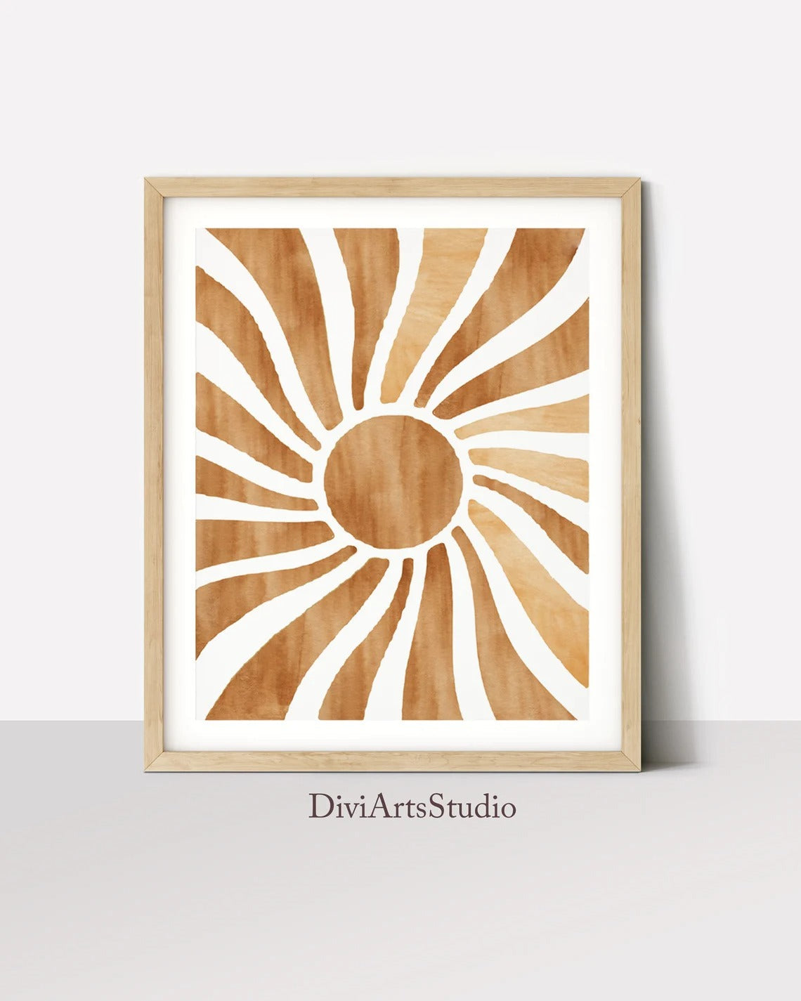 Retro Sunshine Art Print, Sun wall art, Boho Prints, 70's Art Print, Mid Century Modern Art, Minimal Abstract Sun Poster Main image