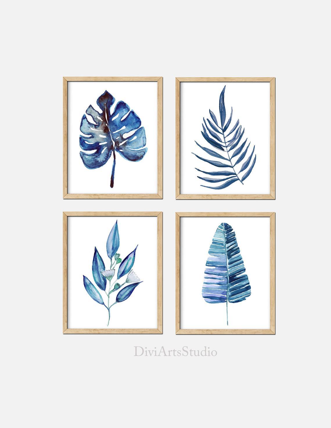 Set of 4 Botanical Print Set, Botanical Leaf Print Main image