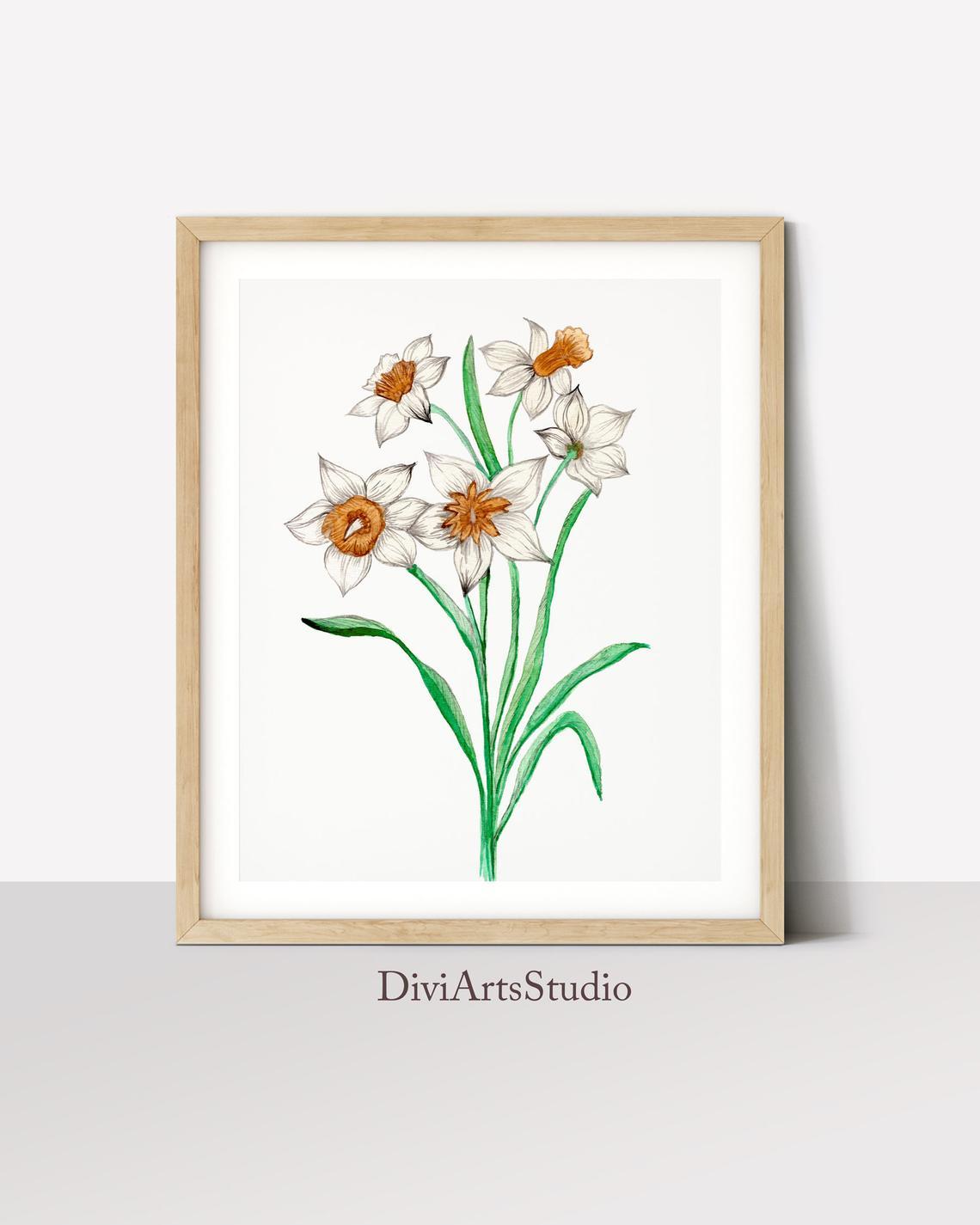 Spring Floral Art, White Flower Wall Art Print Main image