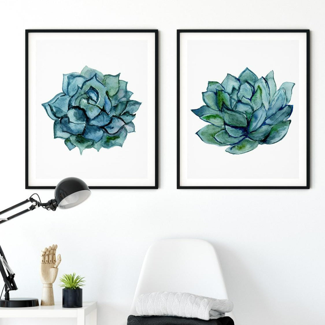 Succulent Flower Wall Art, Set of 2 Printed Wall Arts