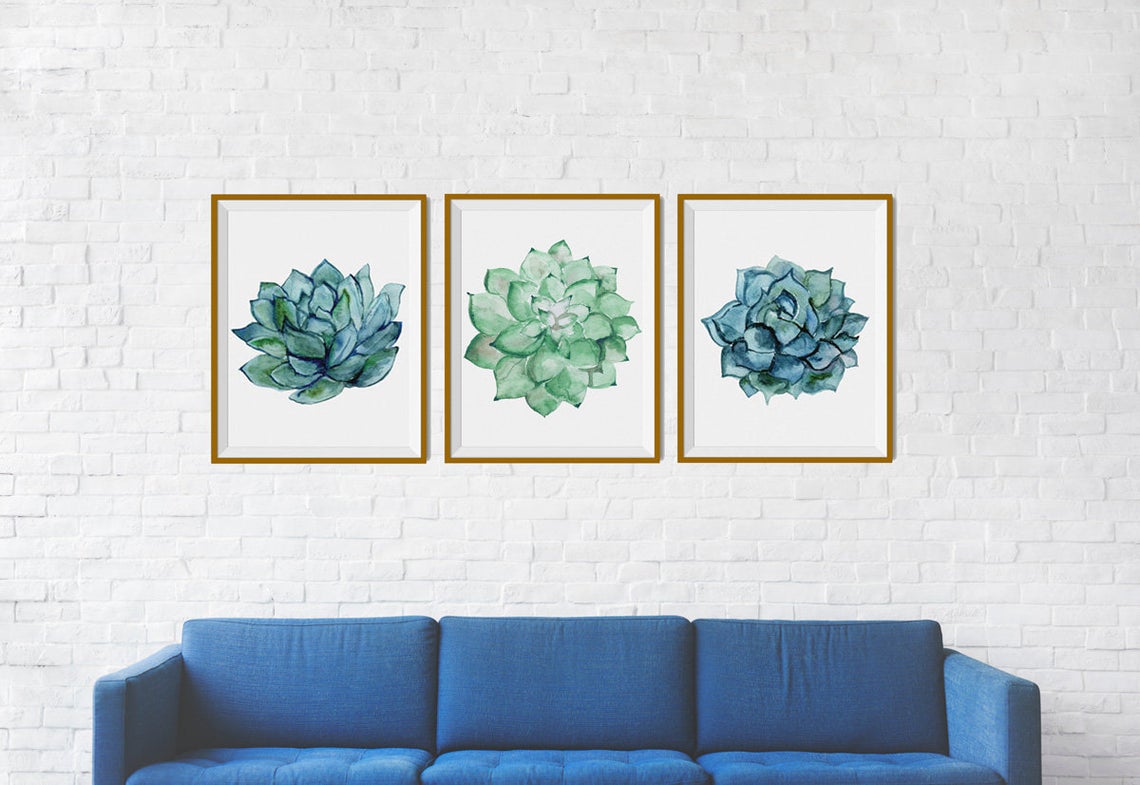 Succulent Flower Wall Art, Set of 3 Printed Wall Arts Secondary image