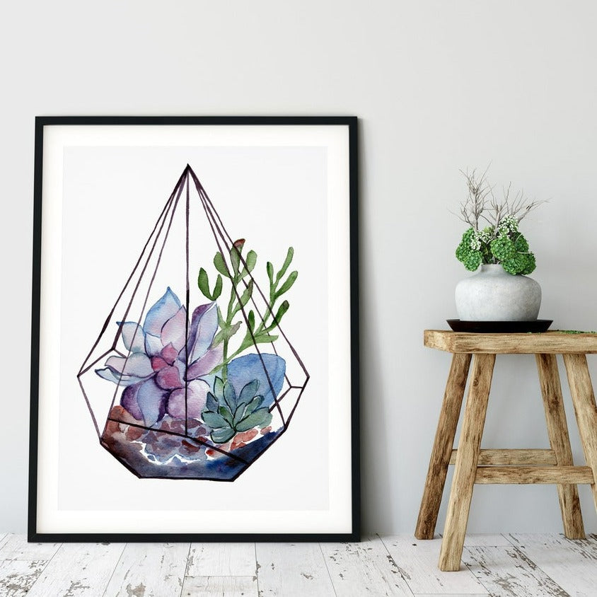 Succulent Wall Art, Terrarium Print Succulent Wall Art Decor Main image