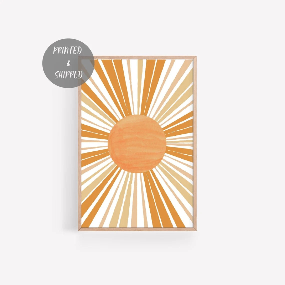 Sunshine Wall Art, Retro Sun Art Print, Geometric Sun Rays Art, Boho Sun Poster, Abstract Minimalist Sun Decor, 70's Art Print Main image