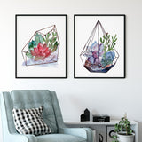 Terrarium Wall Art, Wall Art Prints Set of 2