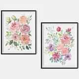 Watercolour Floral Print Roses Art, Floral Wall Art, Set of 2 Prints