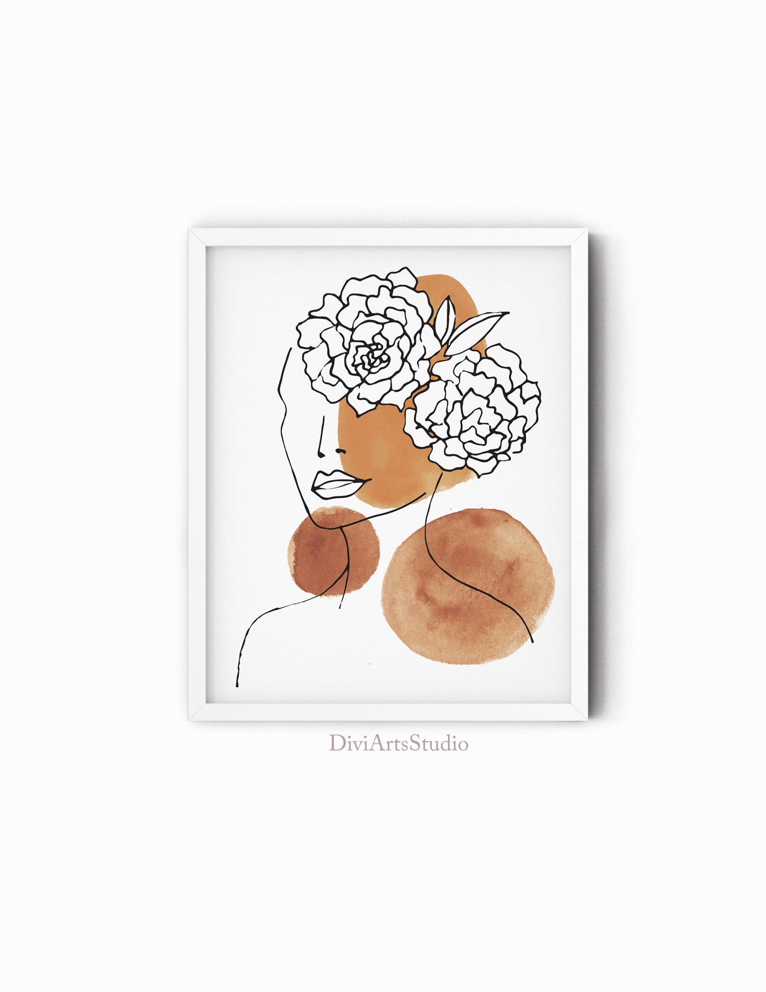 Fine One Line Art, Woman with Flower Wall Hanging Main image
