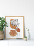 brown women face abstract line art prints