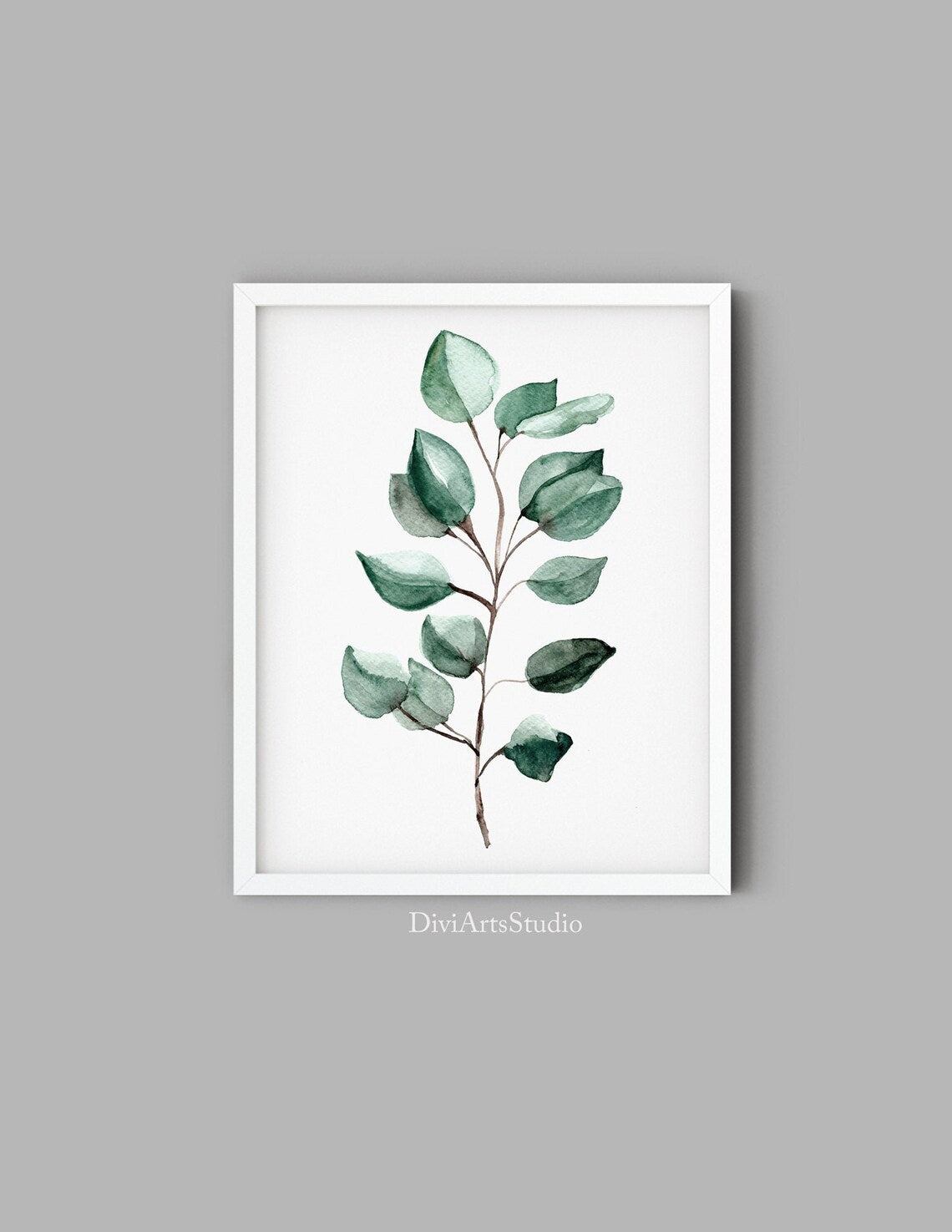 Eucalyptus Art Print, Eucalyptus Watercolor Print, Green Eucalyptus Wall Art, Tropical Leaf Print, leaf wall art Main image