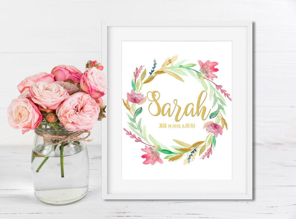 Nursery Name Print Wall Decor, Baby Name Art Wall Print