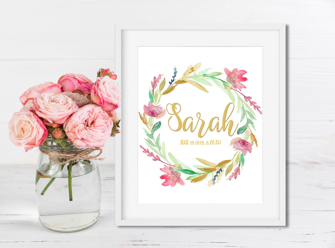 Nursery Name Print Wall Decor, Baby Name Art Wall Print