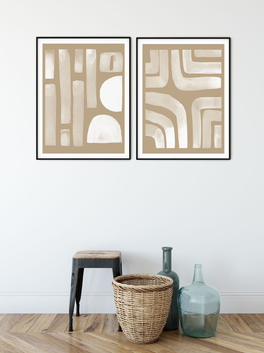 Impression d'art neutre, Ensemble d'impressions, Art mural 2 pièces, Décoration beige, Impression terre cuite, Œuvre d'art abstraite minimaliste, Affiche contemporaine