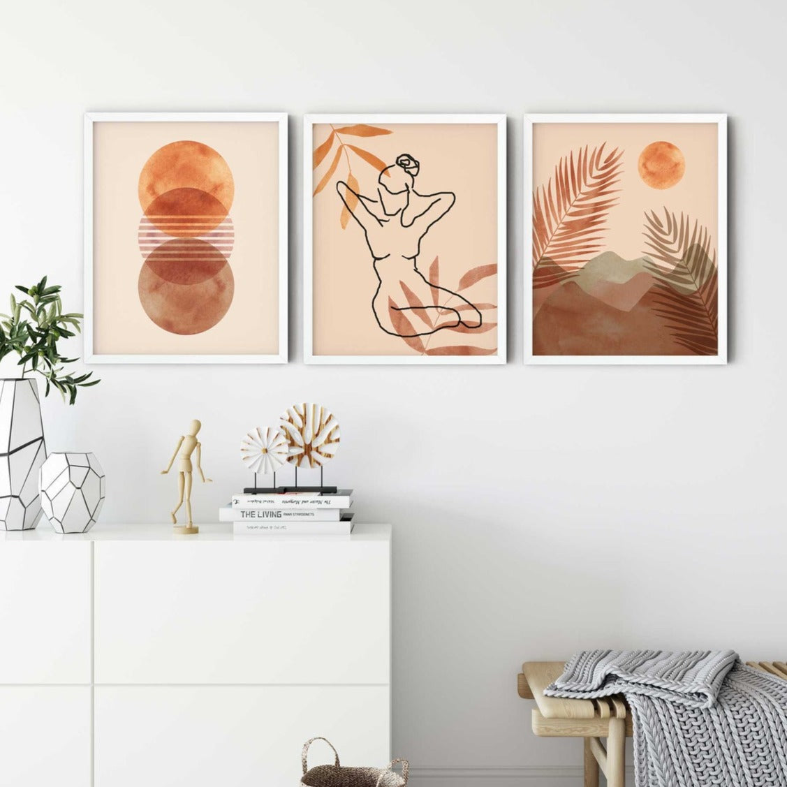 Mid Century Modern Art Print, Boho Wall Art, Minimalist Gallery Wall, Abstract Sun Desert Print, Set of 3 Prints, Modern Art Print, Boho Art