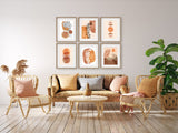 BOHO PRINTS Set of 6, Mid Century Modern Wall Art Bohemian art, Gallery wall art set, Modern Abstract Prints Set Boho, Sun Moon Art