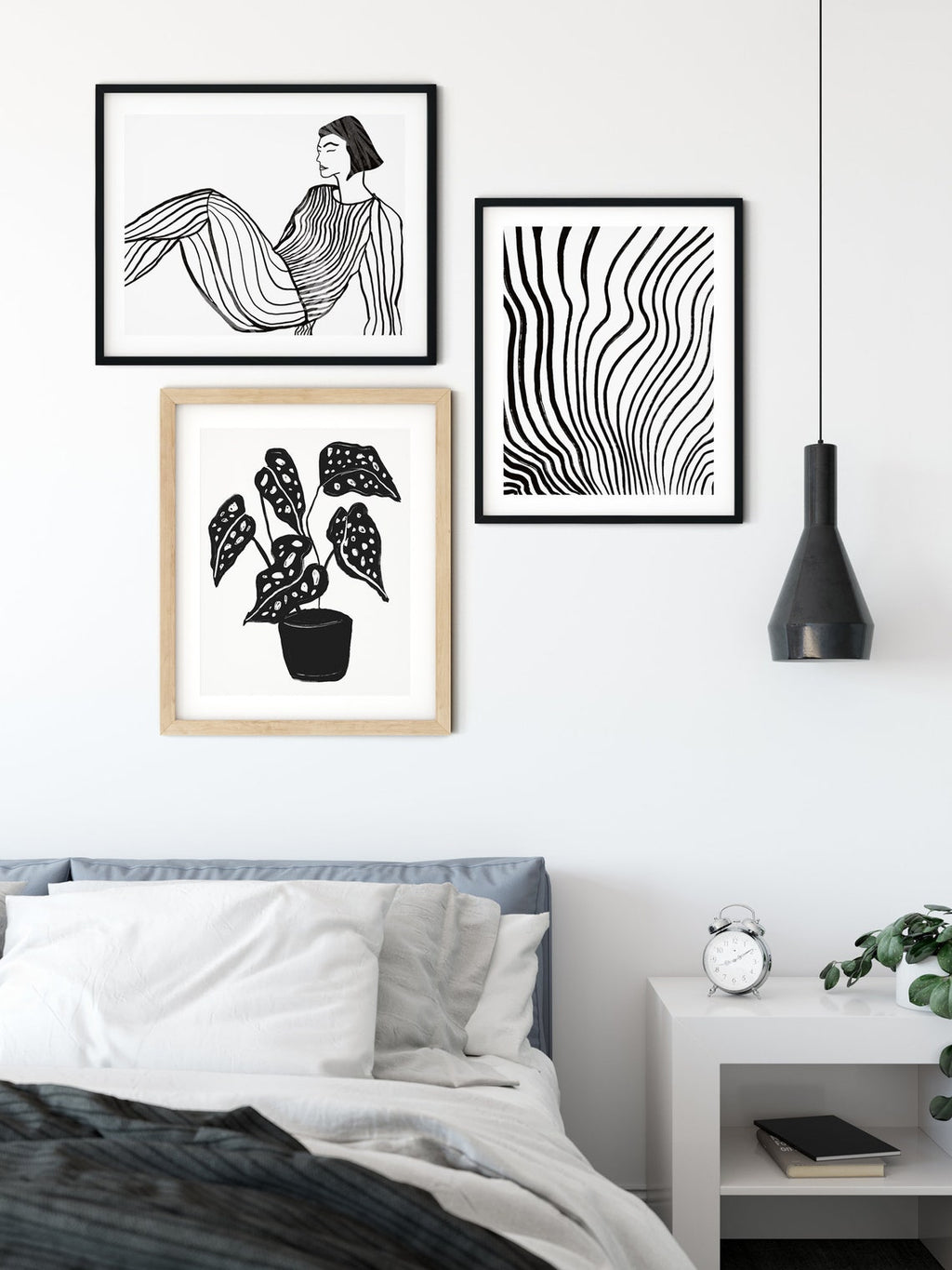 One Line Drawing, Set of 3 Abstract Contemporary Wall Art