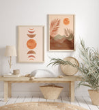BOHO PRINTS Set of 6, Mid Century Modern Wall Art Bohemian art, Gallery wall art set, Modern Abstract Prints Set Boho, Sun Moon Art