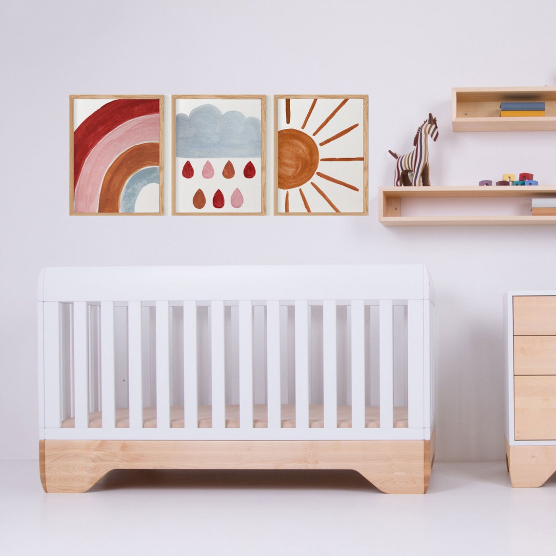 Nursery Cloud Print, Colourful Sun Nursery Wall Decor Secondary image